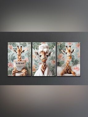 3-Piece Giraffe Bathroom Canvas Wall Art
Giraffe Spa Canvas Wall Art - Floral